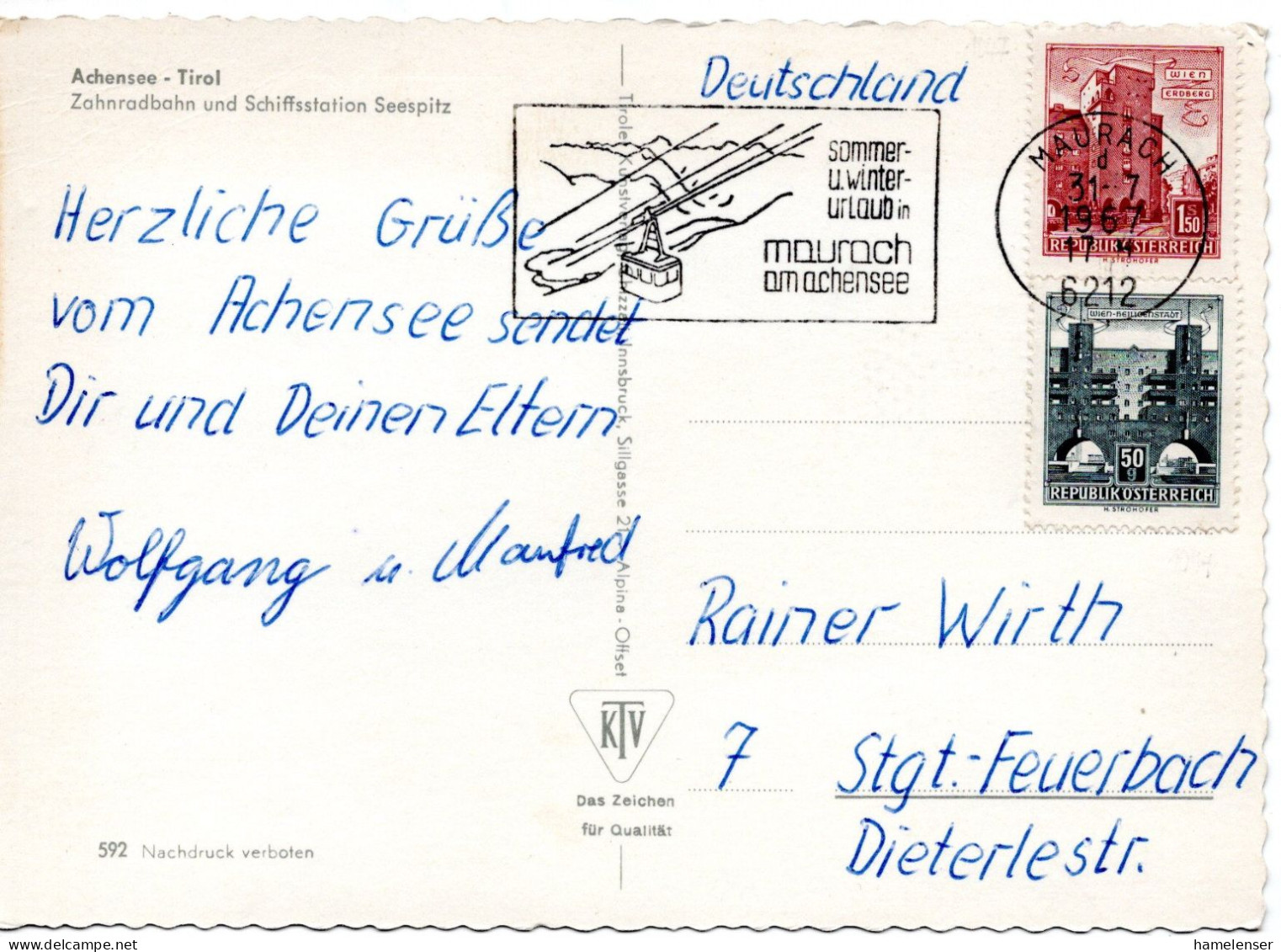 63879 - Österreich - 1967 - S1,50 Bauten MiF A AnsKte MAURACH - ... -> Westdeutschland - Other & Unclassified