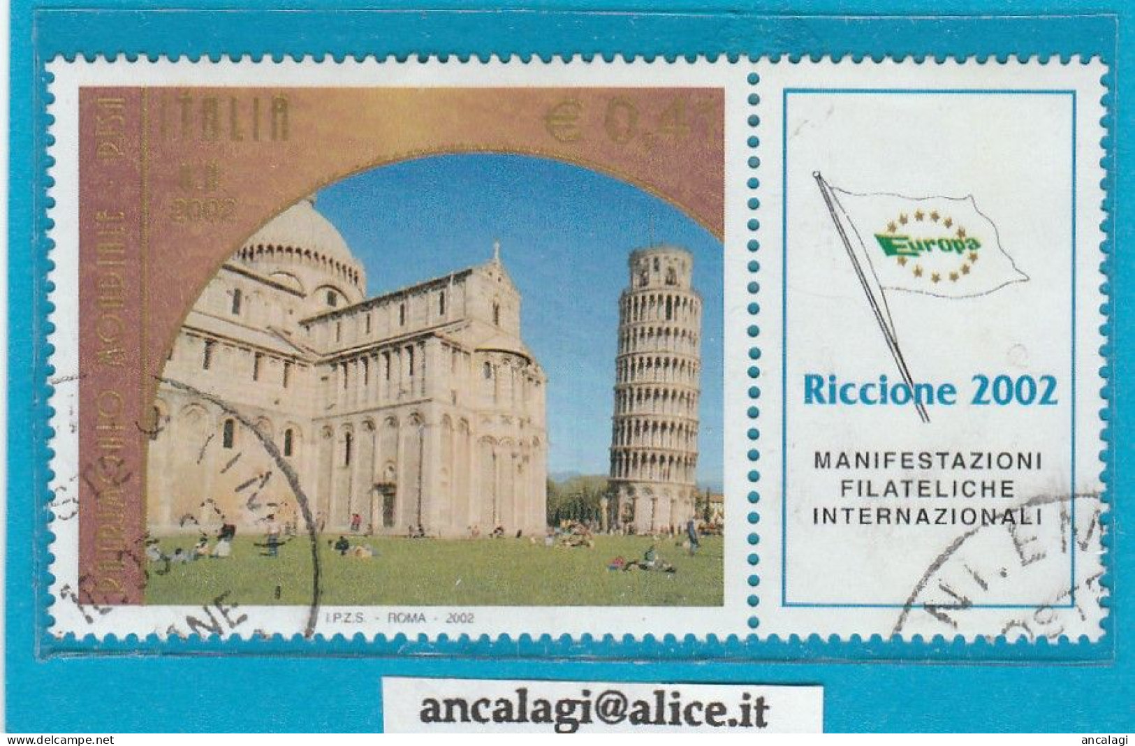 USATI ITALIA 2002 - Ref.0881 "PATRIMONIO MONDIALE - PISA" 1 Val. Con Bandella - - 2001-10: Gebraucht