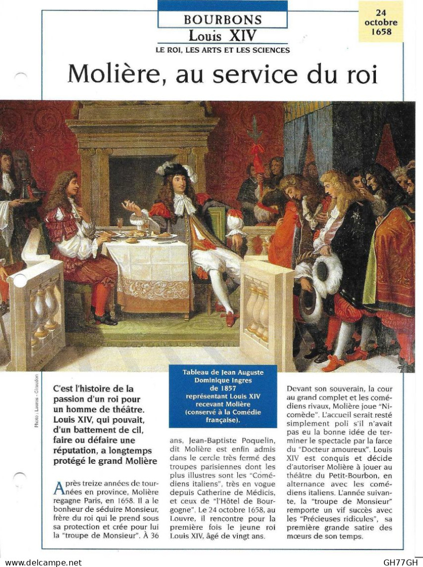 FICHE ATLAS: MOLIERE AU SERVICE DU ROI -BOURBONS - Geschichte