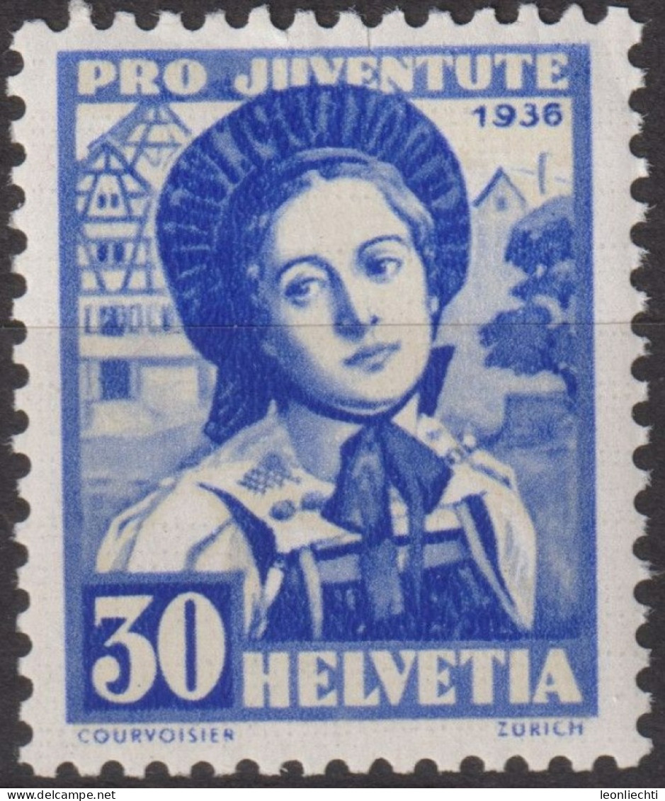 1936 Schweiz / Pro Juventute ** Zum:CH J80, Mi:CH 309, Yt:CH 301, Frauentrachten, Zürcherin - Unused Stamps