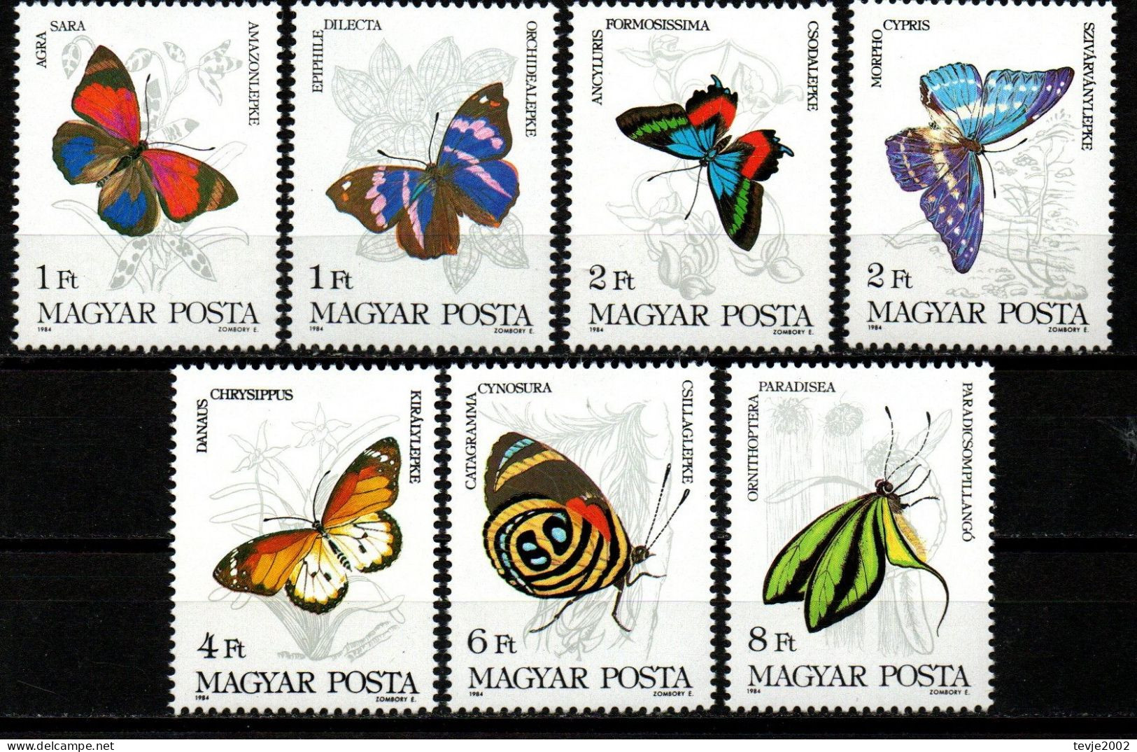 Ungarn 1984 - Mi.Nr. 3681 - 3687 - Postfrisch MNH - Tiere Animals Schmetterlinge Butterflies - Papillons