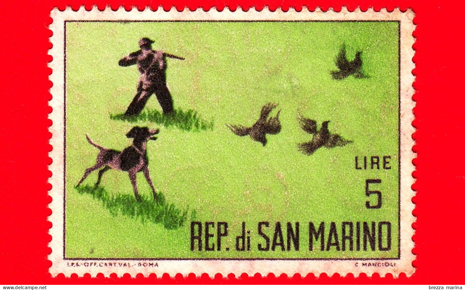 SAN MARINO - Usato - 1962 - Caccia Moderna - Caccia Alla Starna -  5 L. - Usados