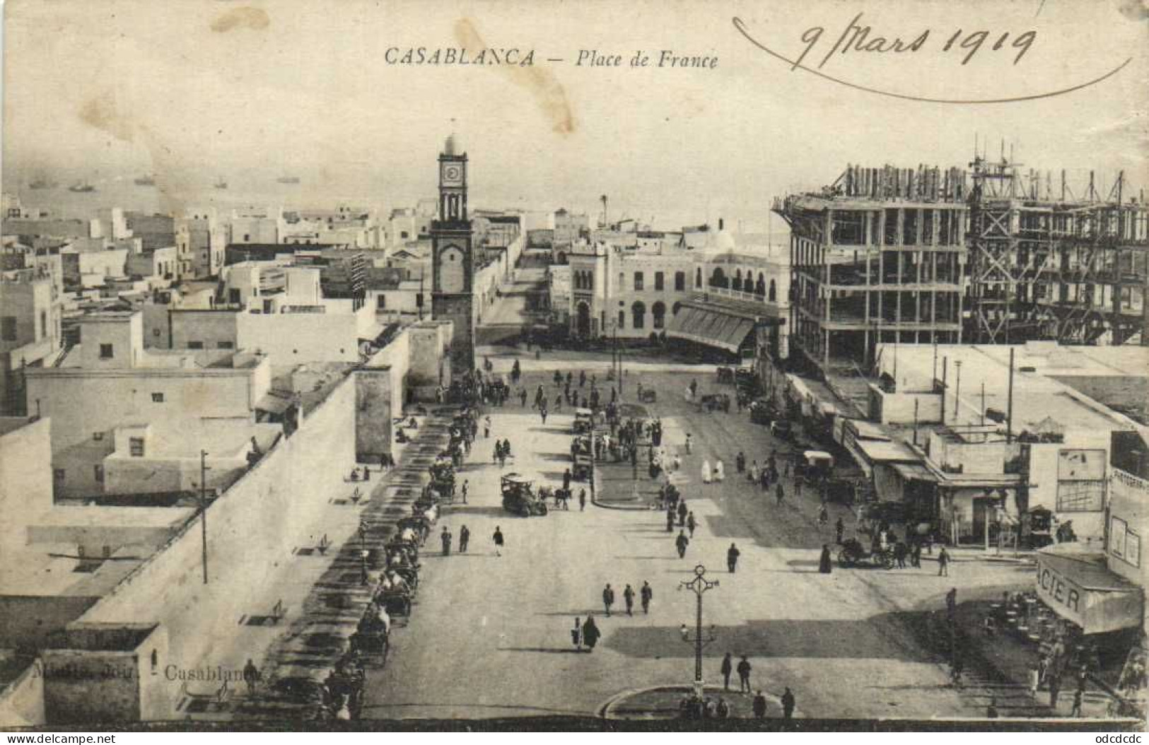 CASABLANCA Place De France RV Beau Cachet Troupes D' Occuparion Du Maroc Occidental  Reunion Des Officiers - Casablanca