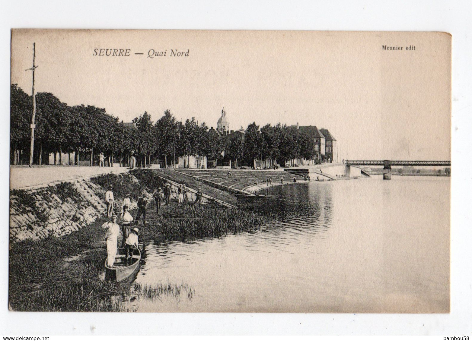 SEURRE * COTE D'OR * QUAI NORD * GRADINS *  édit. Meunier * BARQUE * PECHEURS - Autres & Non Classés