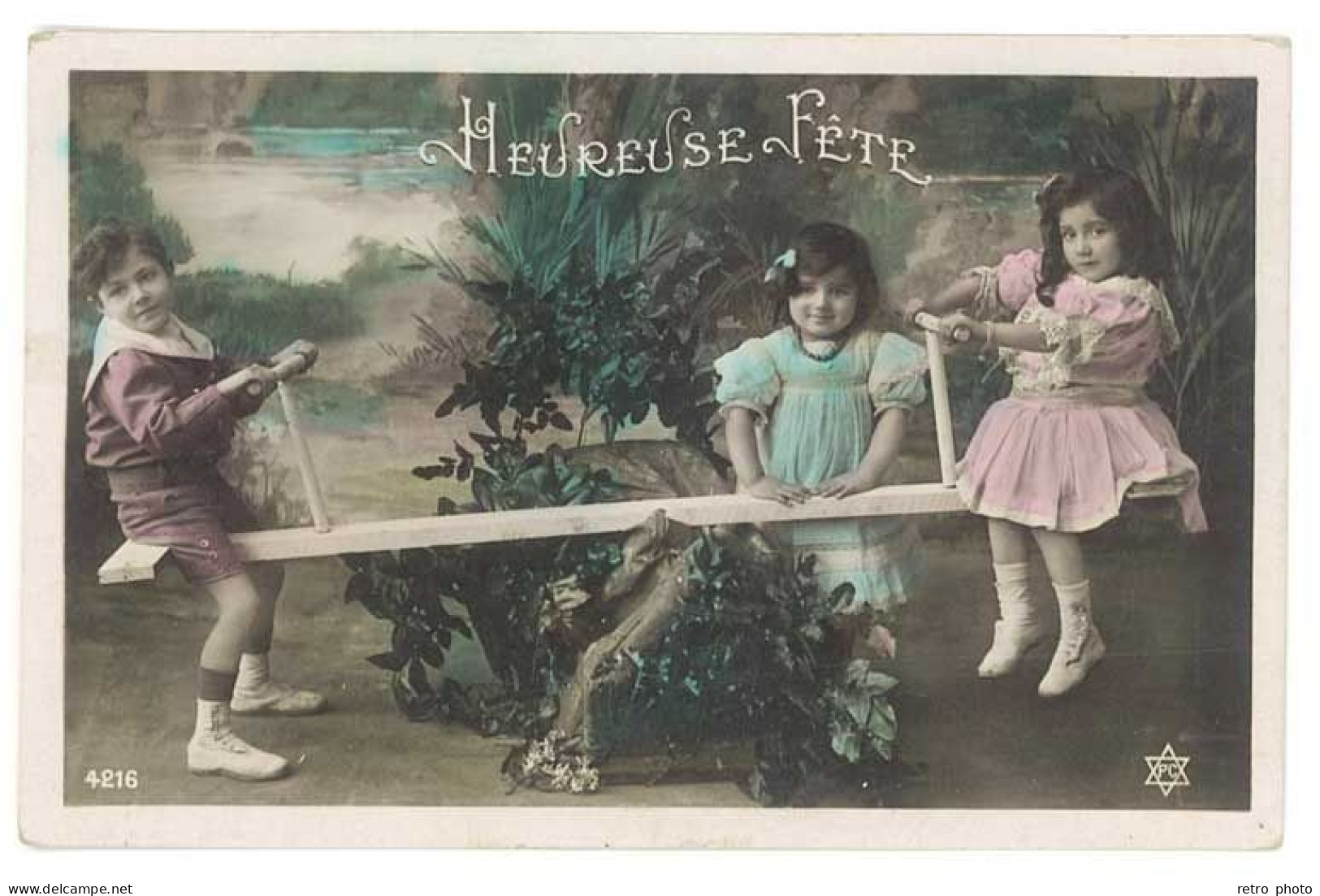 Cpa Fantaisie " Heureuse Fête ", Enfants Sur Balançoire - Otros & Sin Clasificación