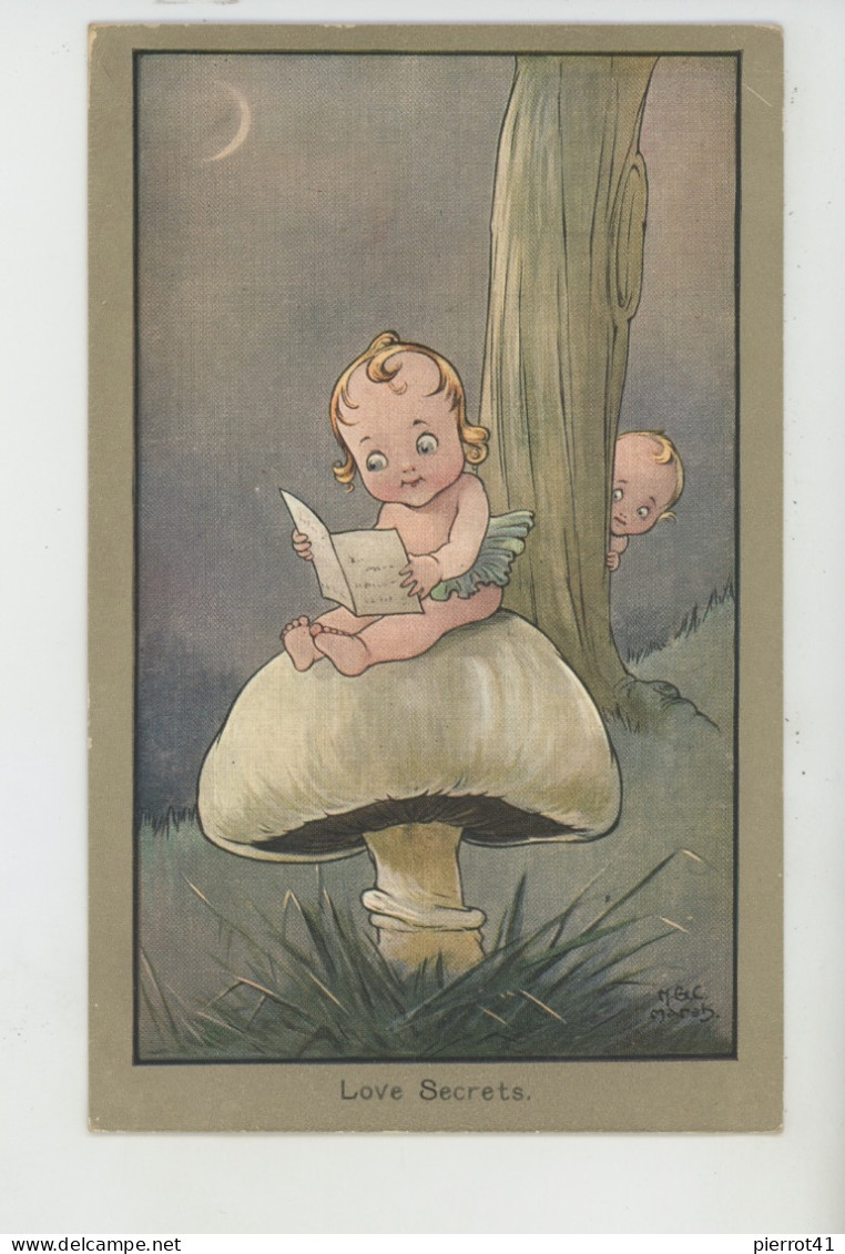 ENFANTS - LITTLE GIRL - MAEDCHEN - Jolie Carte Fantaisie Fillette Assise Sur Champignon "LOVE SECRETS " - C.W.F SERIES - Kindertekeningen