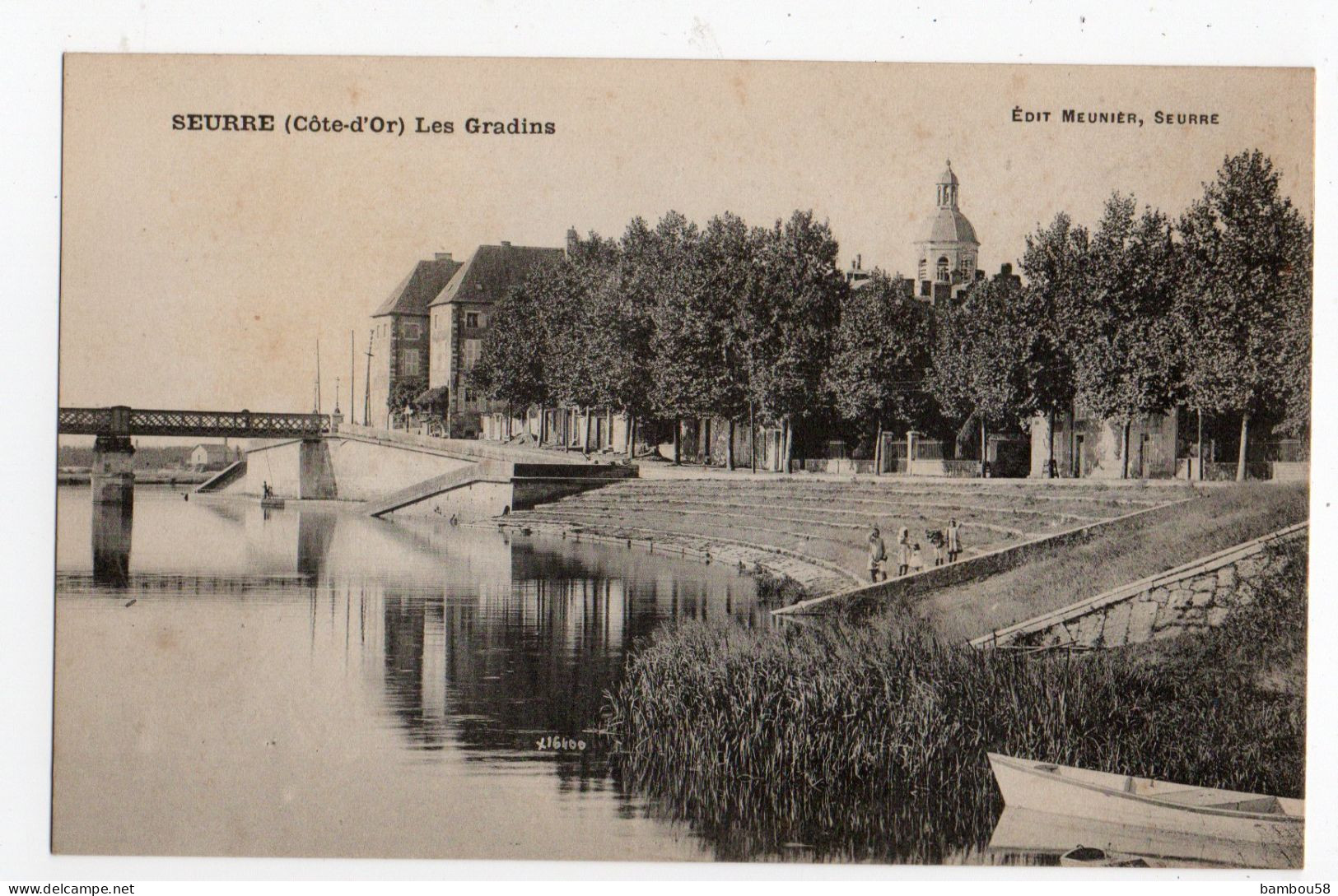 SEURRE * COTE D'OR * LES QUAIS * GRADINS *  édit. Meunier * PONT * CAMPANILE - Autres & Non Classés