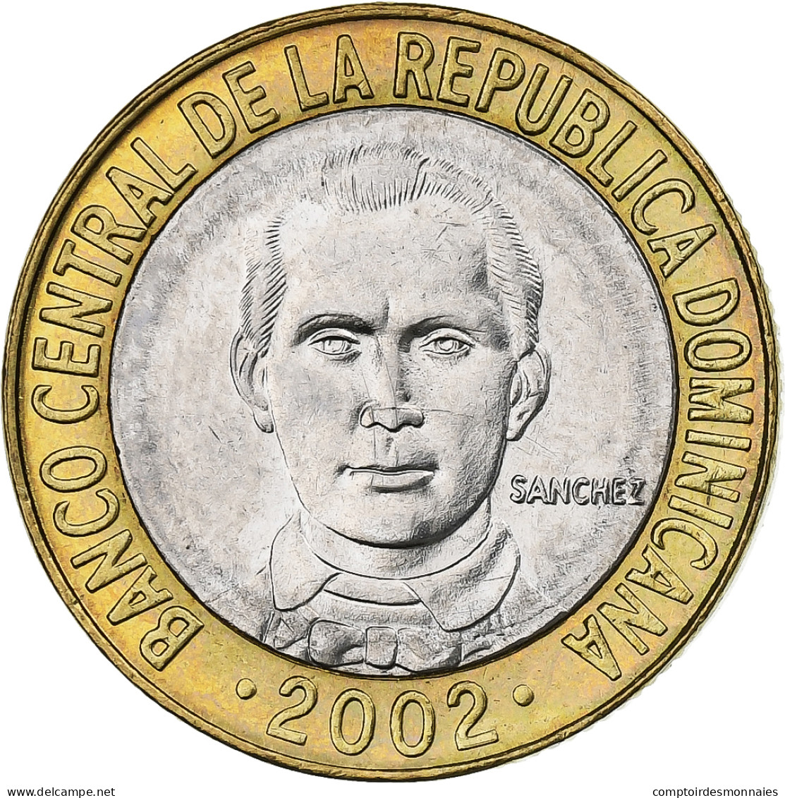 République Dominicaine, 5 Pesos, 2002, Bimétallique, SPL, KM:89 - Dominikanische Rep.