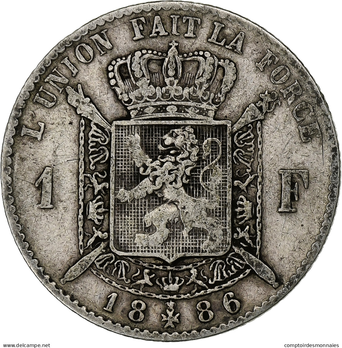 Belgique, Leopold II, Franc, 1886, Argent, TTB, KM:29.1 - 1 Franc