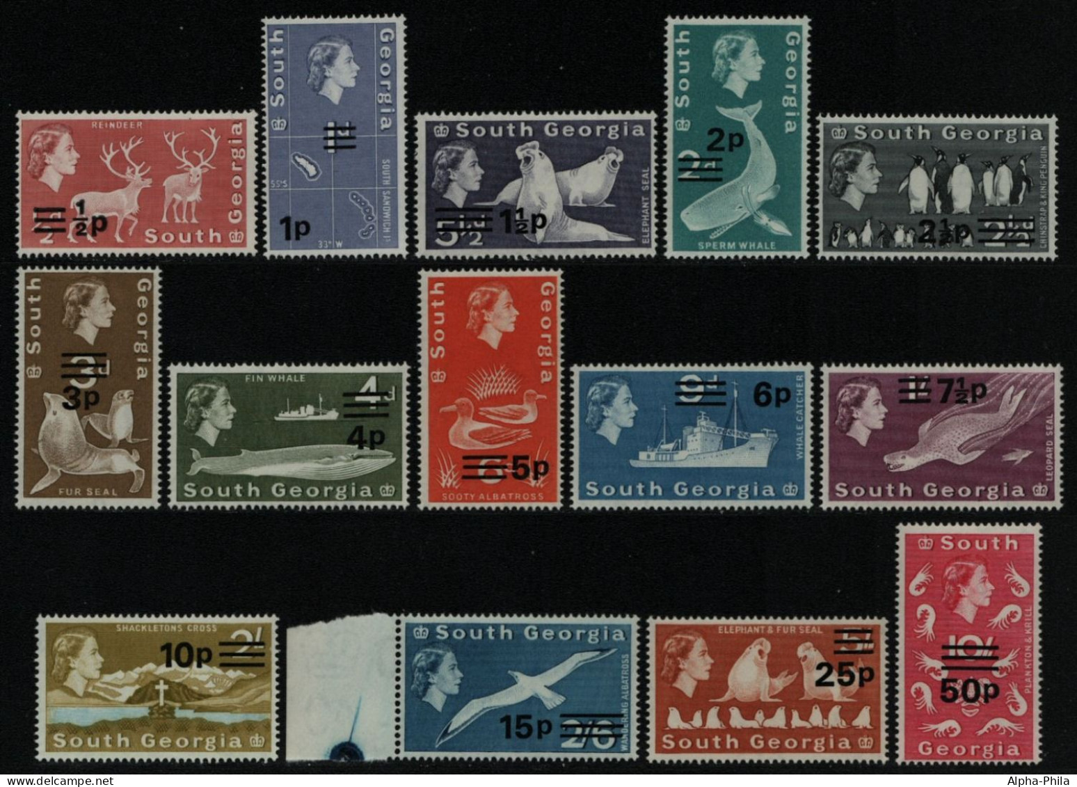 Süd-Georgien 1971 - Mi-Nr. 25-38 ** - MNH - Freimarken - Fauna (III) - Südgeorgien