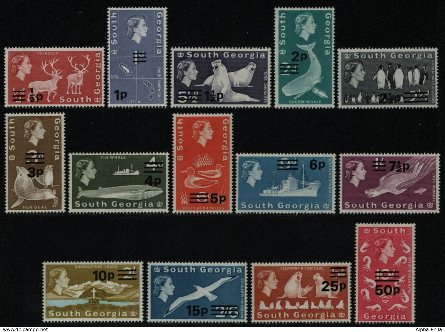 Süd-Georgien 1971 - Mi-Nr. 25-38 ** - MNH - Freimarken - Fauna (IV) - Georgia Del Sud