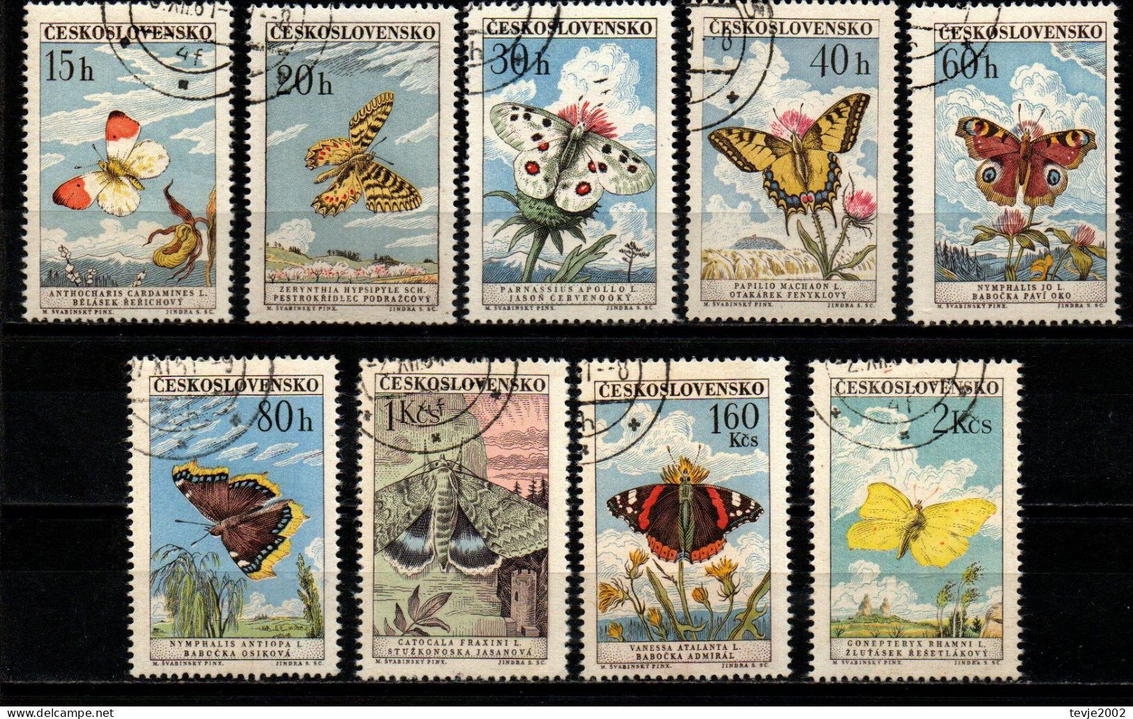 Tschechoslowakei CSSR 1961 - Mi.Nr. 1301 - 1309 - Gestempelt Used - Tiere Animals Schmetterlinge Butterflies - Vlinders