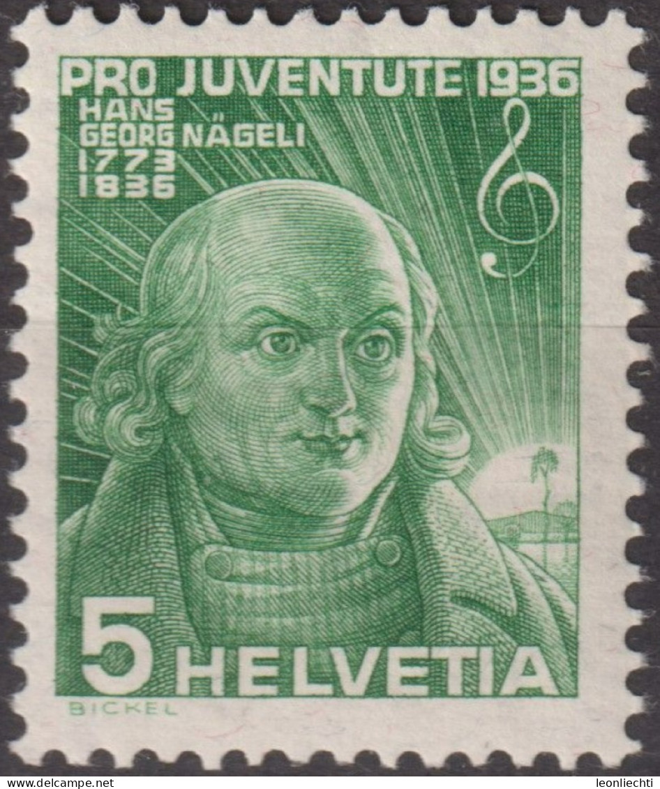 1936 Schweiz / Pro Juventute ** Zum:CH J77, Mi:CH 306, Yt:CH 298, Hans Georg Nägeli - Unused Stamps