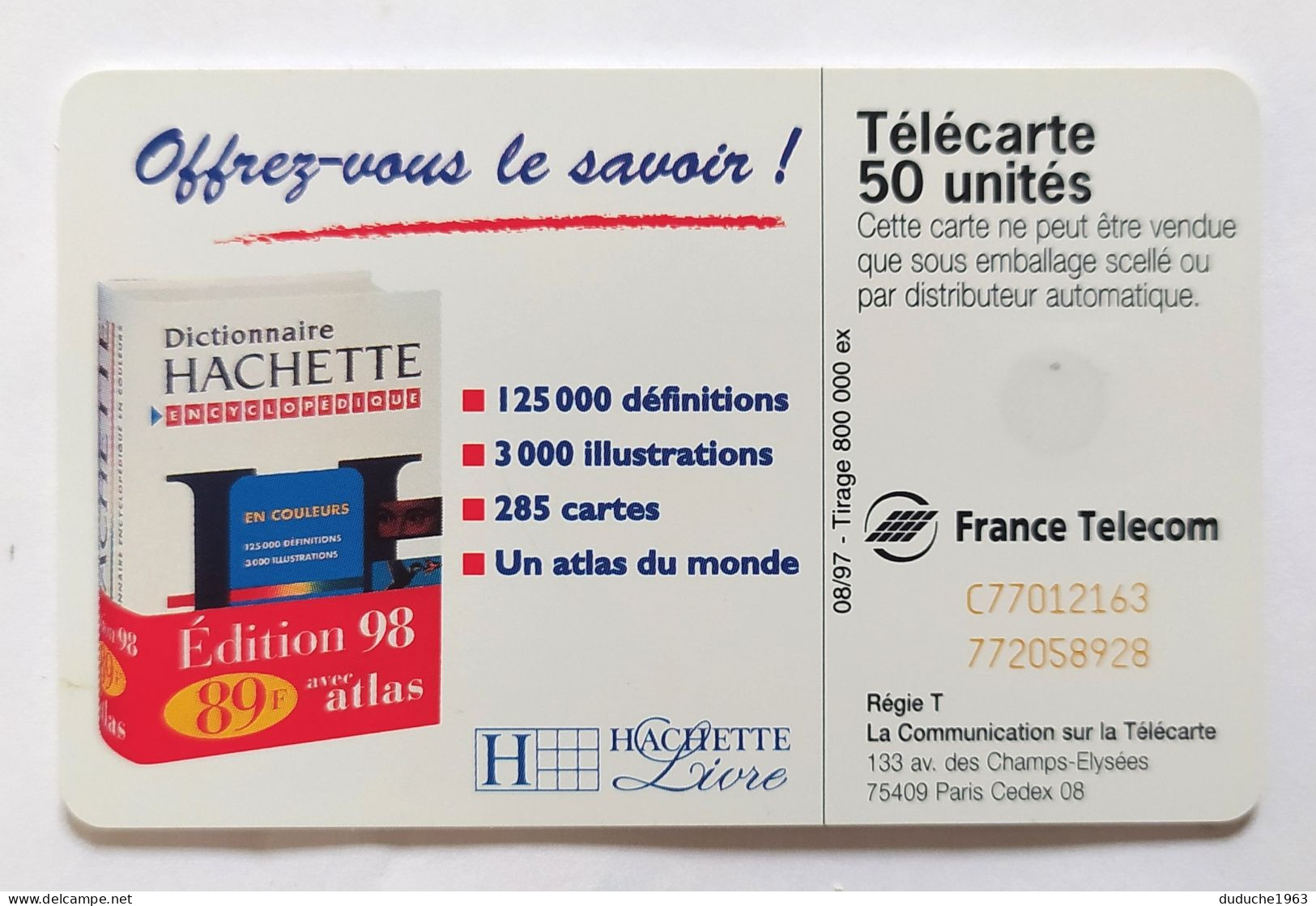 Télécarte France - Hachette - Ohne Zuordnung