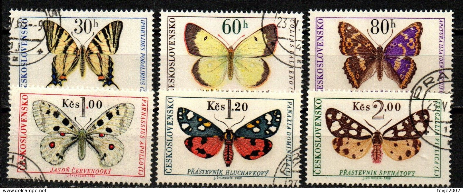 Tschechoslowakei CSSR 1966 - Mi.Nr. 1620 - 1625 - Gestempelt Used - Tiere Animals Schmetterlinge Butterflies - Vlinders