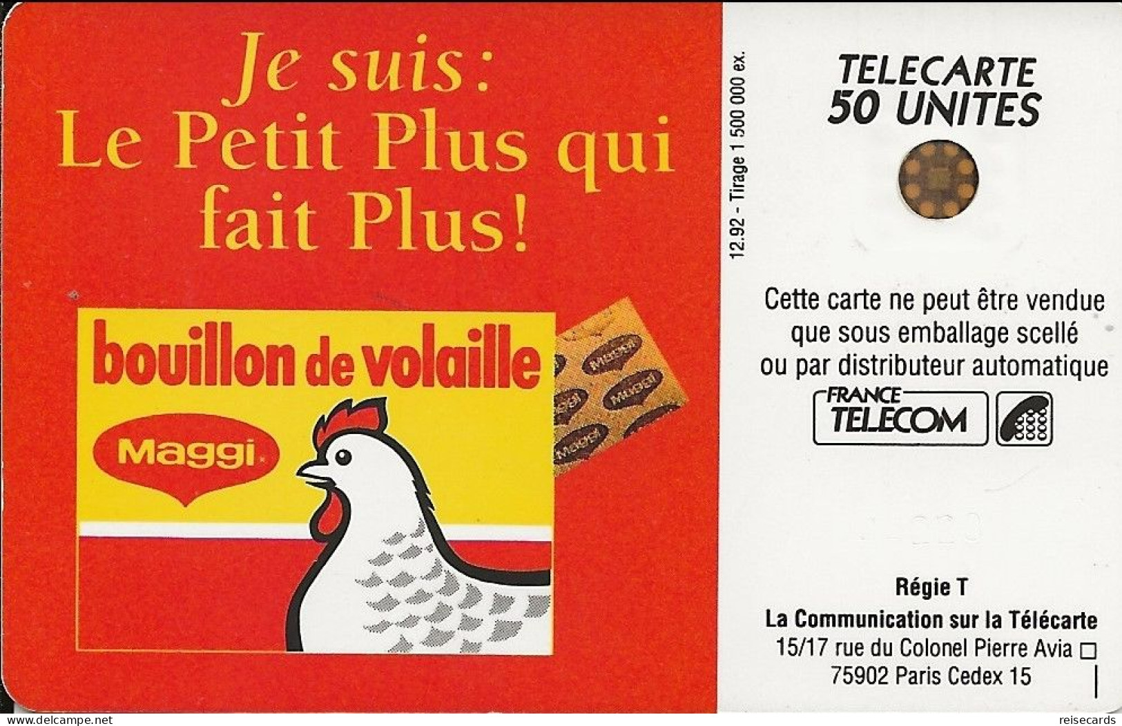 France: France Telecom 12/92 F311 Maggi - 1992