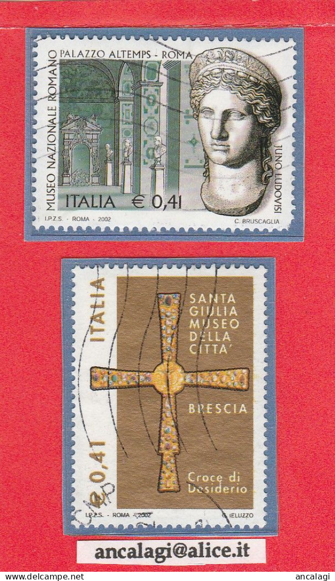 USATI ITALIA 2002 - Ref.0885 "TESORI DEI MUSEI E DEGLI ARCHIVI" Serie Di 2 Val. - - 2001-10: Gebraucht