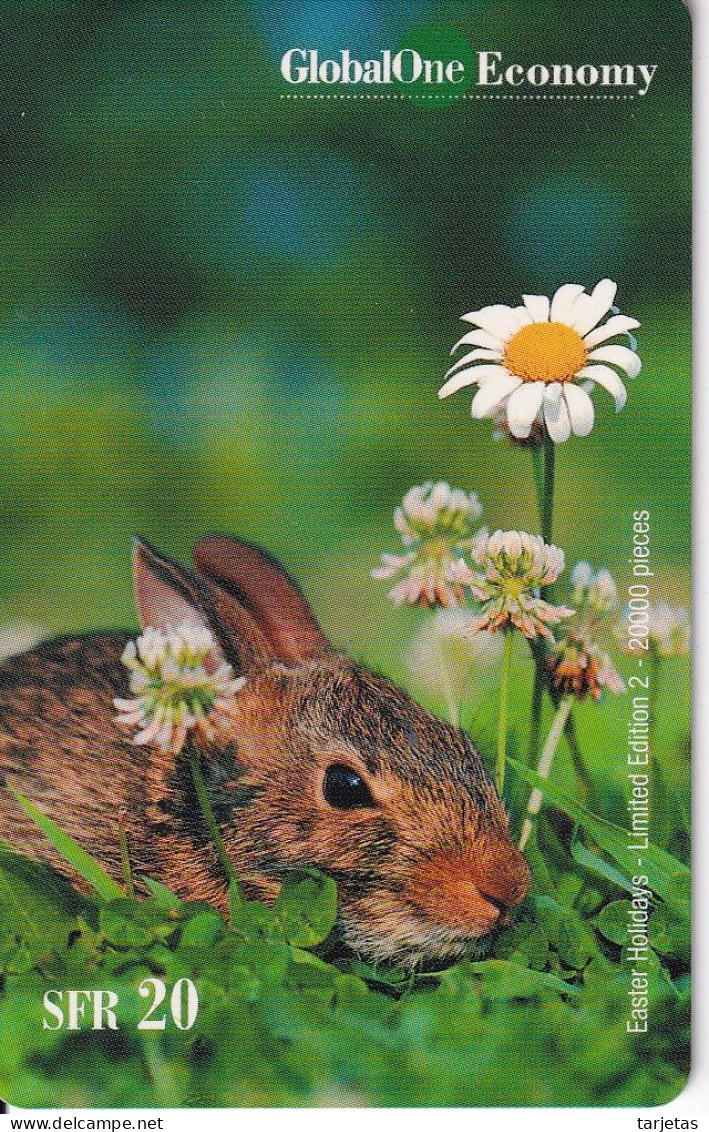 TARJETA DE SUIZA DE GLOBAL ONE DE UN CONEJO (RABBIT) - Switzerland