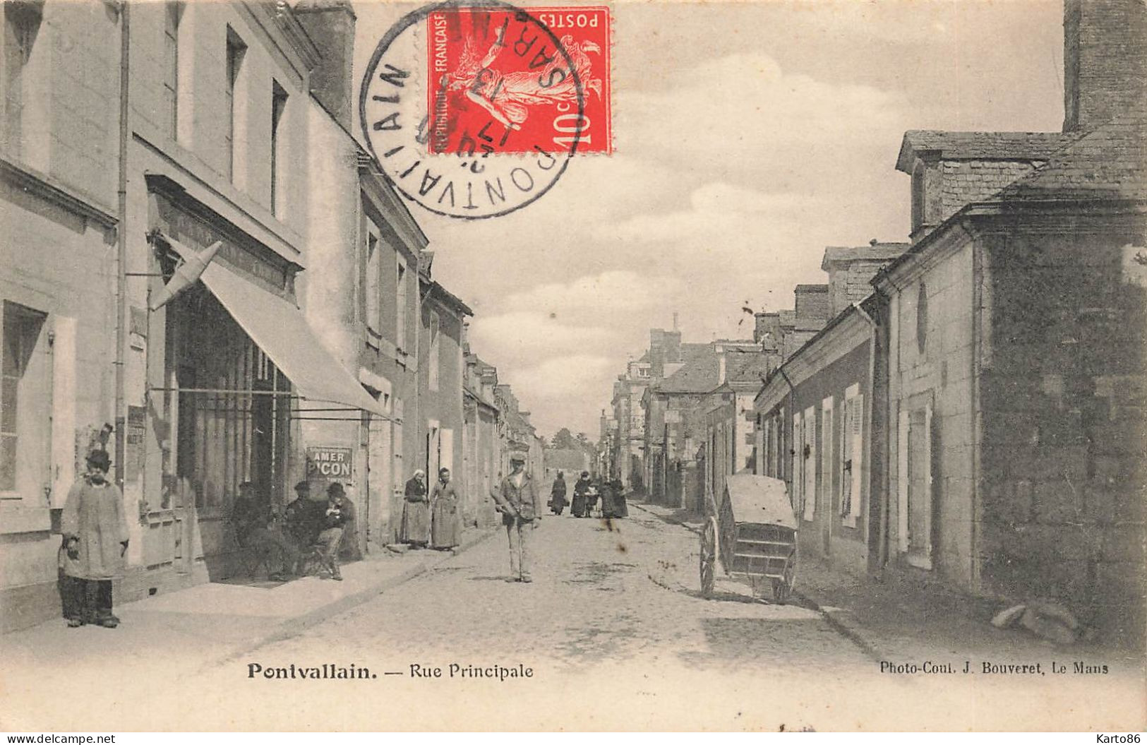 Pontvallain * La Rue Principale Du Village * Débit De Tabac Tabacs - Pontvallain