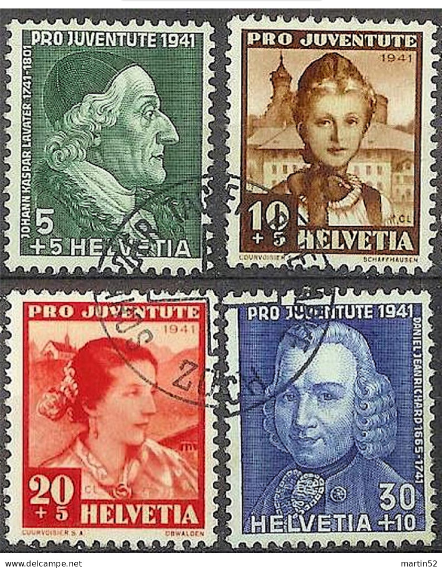 Schweiz Suisse Pro Juventute 1941: Zu 97-100 Mi 399-402 Yv 371-374 ⊙ ZÜRICH 7.XII.41 TAG DER BRIEFMARKE Zu CHF 12.00) - Used Stamps