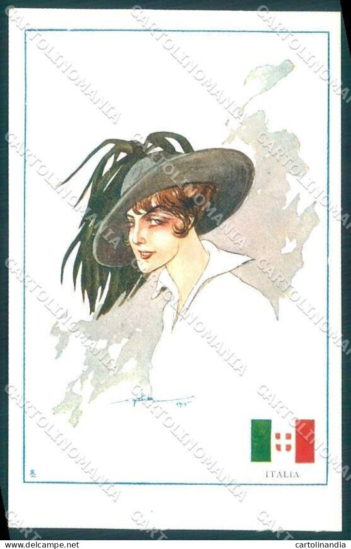 Artist Signed Golia Lady Propaganda WW1 Bersaglieri Serie 101-1 Pc VK9220 - Sonstige & Ohne Zuordnung