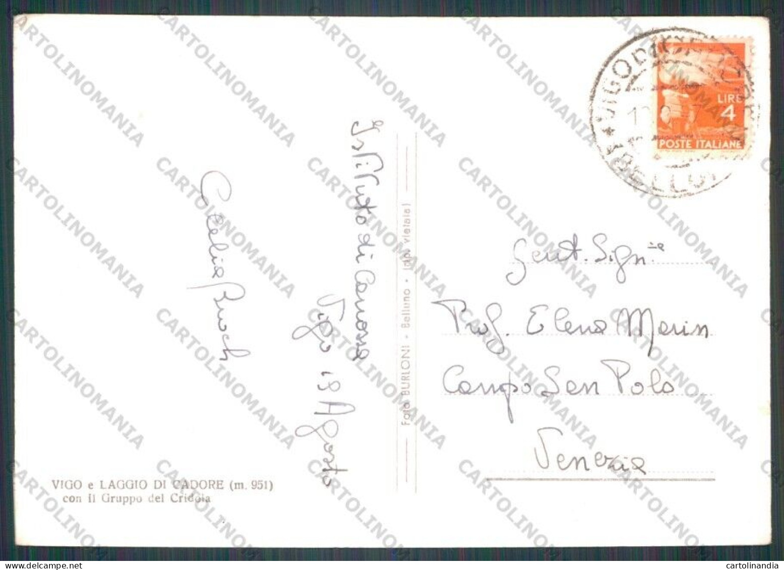 Belluno Vigo Laggio Di Cadore Foto FG Cartolina VK3196 - Belluno