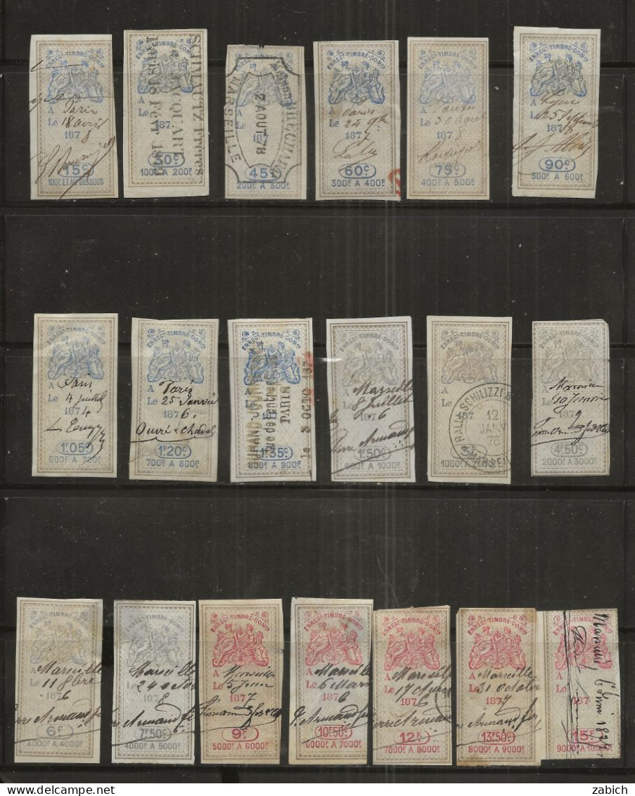 FISCAUX  EFFET DE COMMERCE TYPE OUDIDE 1874/1877  19 Timbres De N°212 Et 230 - Other & Unclassified