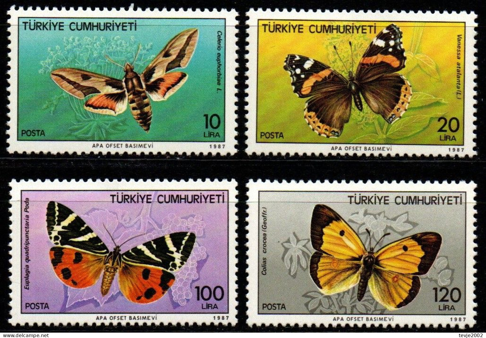 Türkei 1987 - Mi.Nr. 2769 - 2772 - Postfrisch MNH - Tiere Animals Schmetterlinge Butterflies - Butterflies