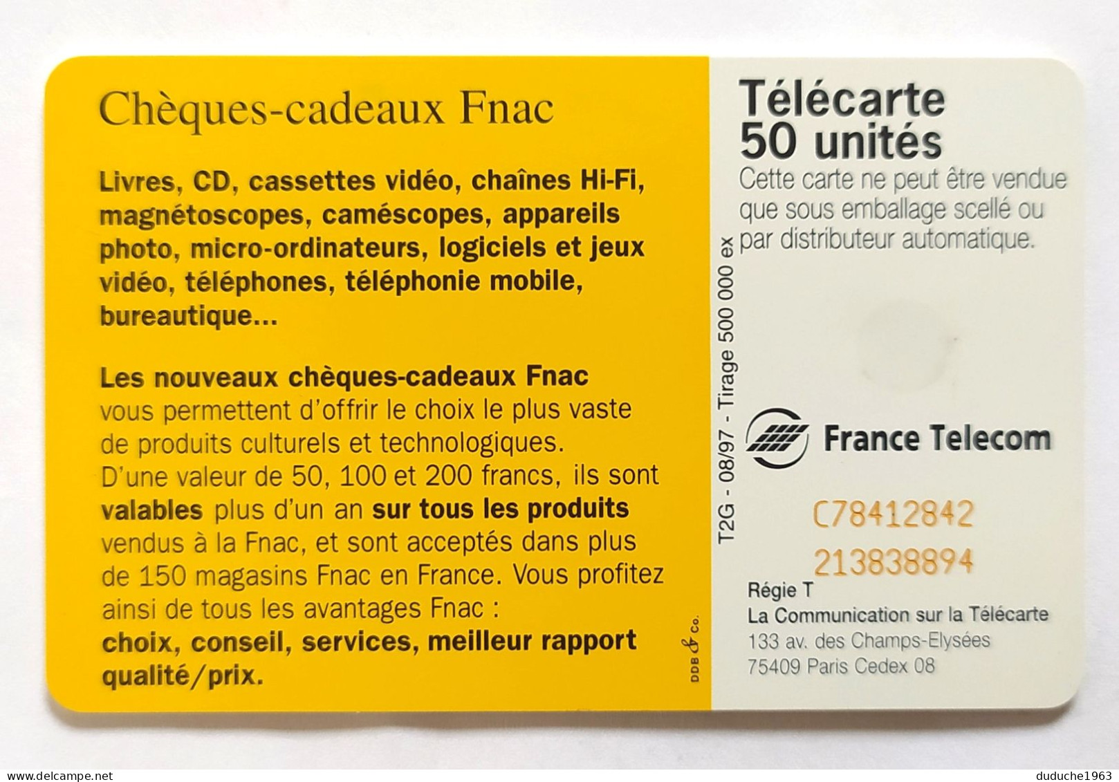 Télécarte France - FNAC - Zonder Classificatie