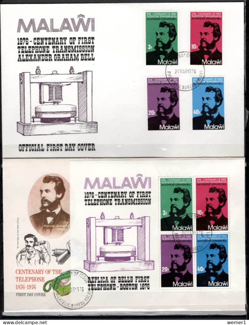 Malawi 1976 Space, Telephone Centenary Set Of 4 + S/s On 2 FDC - Afrika