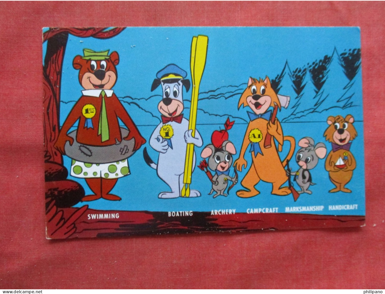 Hanna Barbera Yogi Bear Camp Greetings Rifle Kellogs Vintage Postcard K  Ref 6386 - Advertising