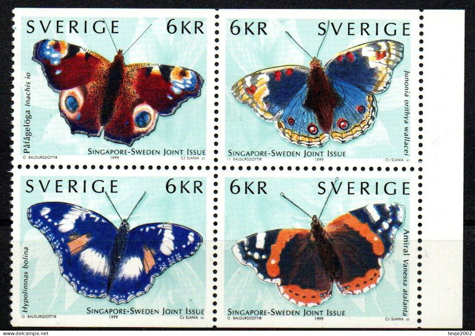 Schweden 1999 - Mi.Nr. 2125 - 2128 - Postfrisch MNH - Tiere Animals Schmetterlinge Butterflies - Vlinders