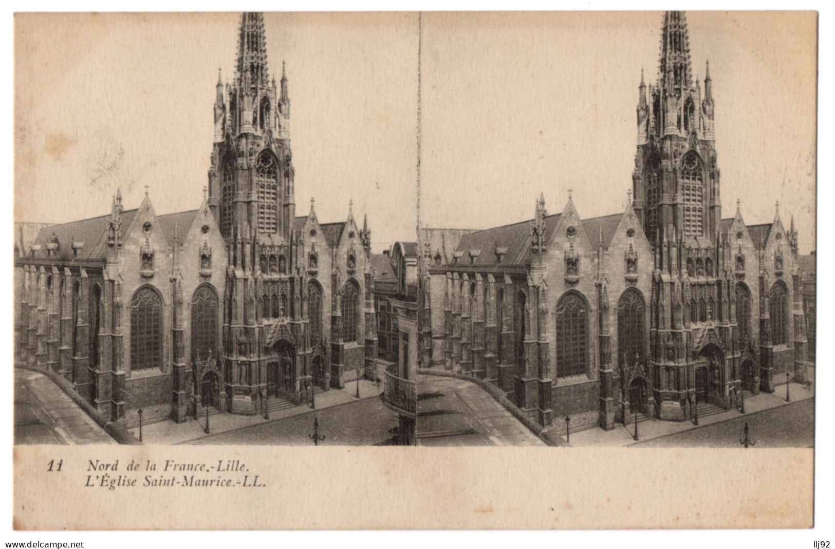 CPA  Stéréoscopique - 59 - LILLE (Nord) - 11. L'Eglise Saint-Maurice - LL - Cartes Stéréoscopiques