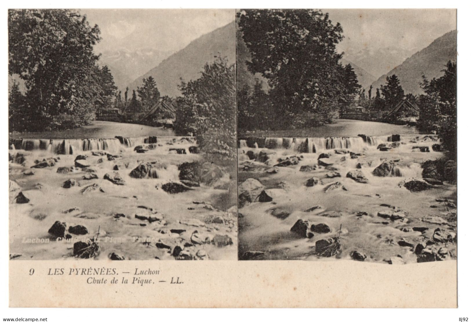 CPA  Stéréoscopique - 31 - LUCHON (Haute Garonne) - 9. Chute De La Pique - LL - Cartoline Stereoscopiche