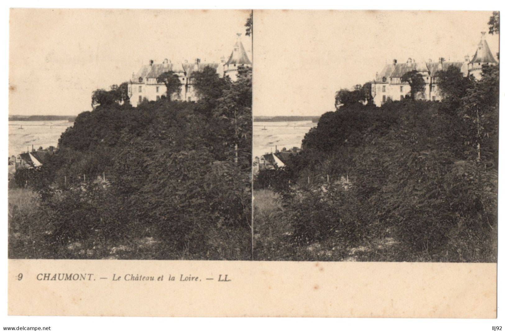 CPA  Stéréoscopique - 41 - CHAUMONT (Loir Et Cher) - 9. Le Château Et La Loire - LL - Cartes Stéréoscopiques