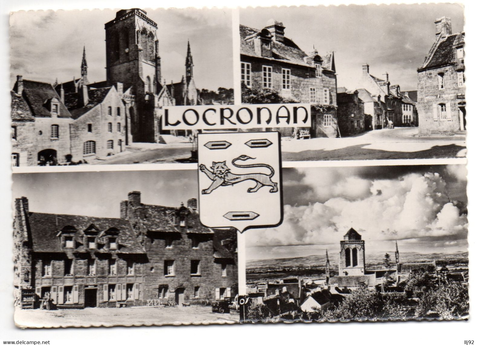 CPSM GF 29 - LOCRONAN (Finistère) -1388. L'Eglise Et La Place De Locronan (multivues) - Locronan
