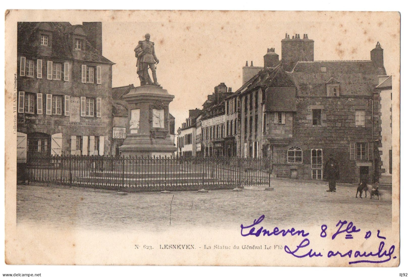 CPA 29 - LESNEVEN (Finistère) - 623. La Statue Du Général Le Flo. Ed. Villard - Dos Simple - Lesneven