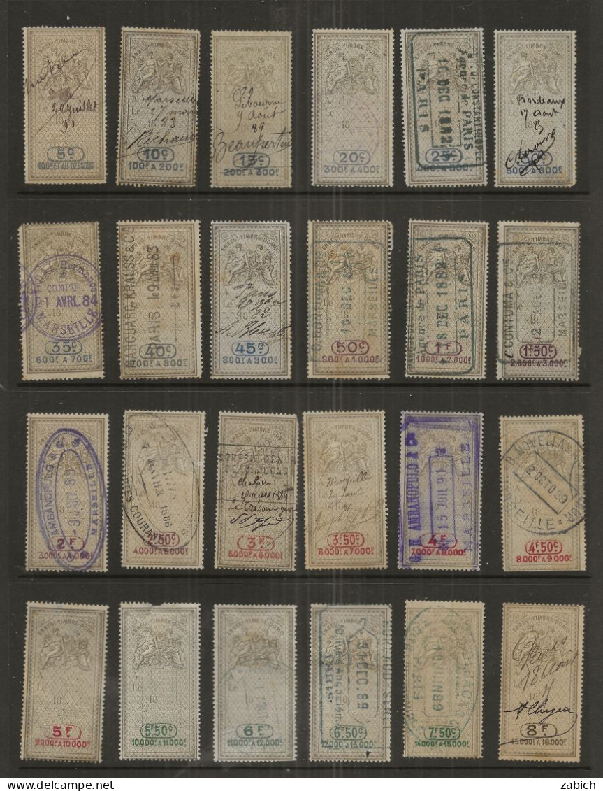 FISCAUX  EFFET DE COMMERCE TYPE OUDIDE DENTELES 1881/85  22 Timbres De N°312 Et 336 - Otros & Sin Clasificación