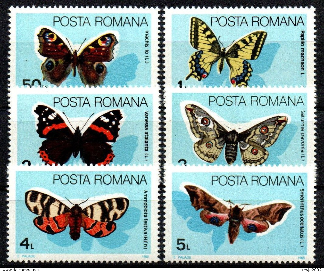 Rumänien 1985 - Mi.Nr. 4159 - 4164 - Postfrisch MNH - Tiere Animals Schmetterlinge Butterflies - Farfalle