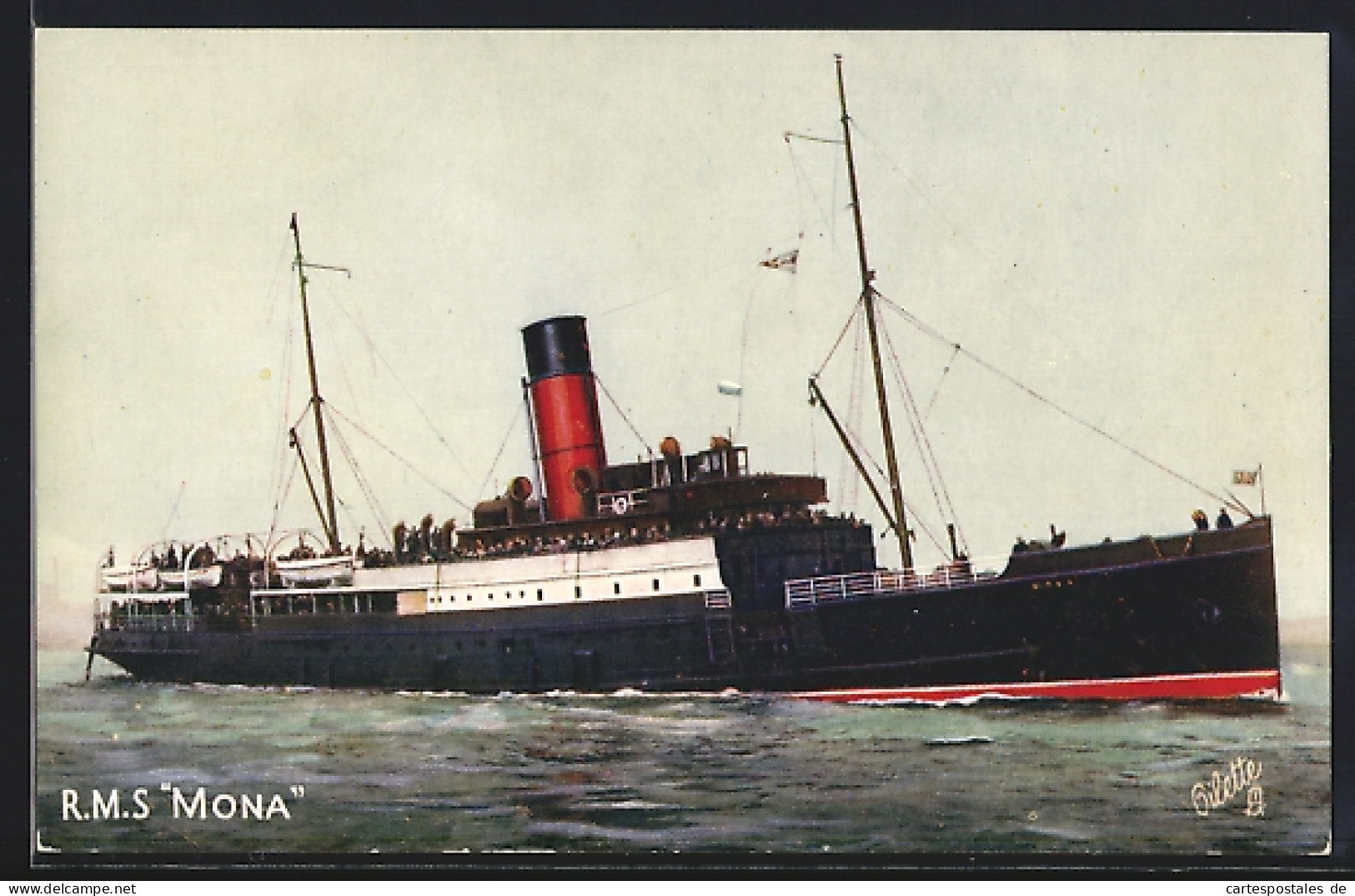 AK Passagierschiff R. M. S. Mona Auf Hoher See  - Steamers