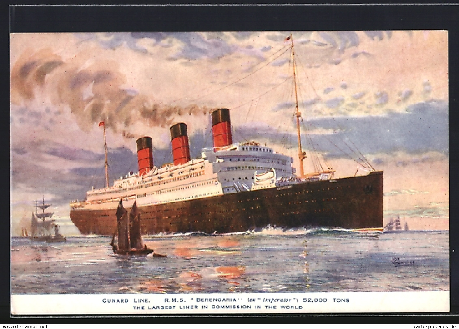 Künstler-AK Passagierschiff RMS Berengaria Gibt Volldampf  - Steamers