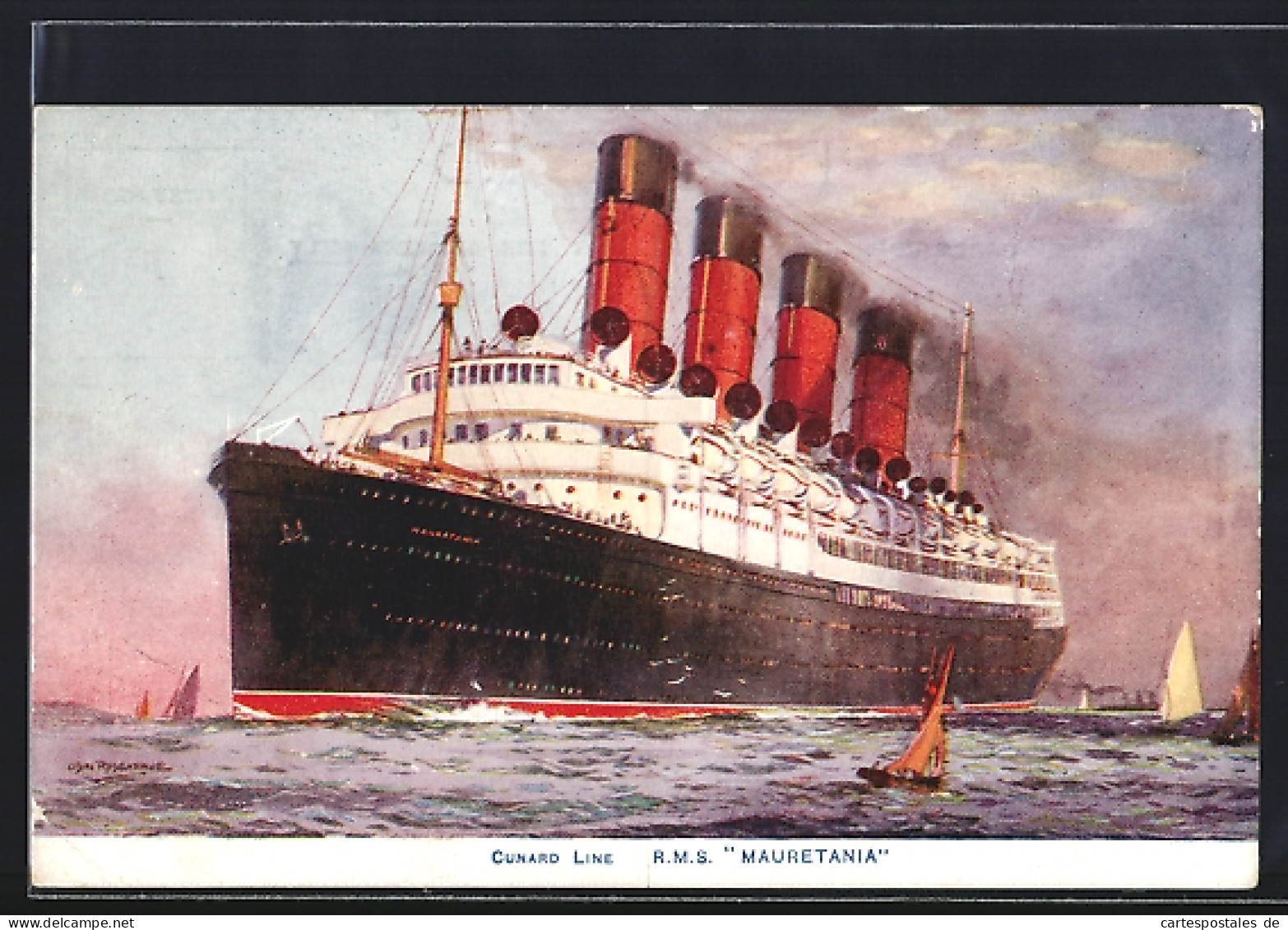 Künstler-AK Passagierschiff RMS Mauretania Auf See  - Steamers