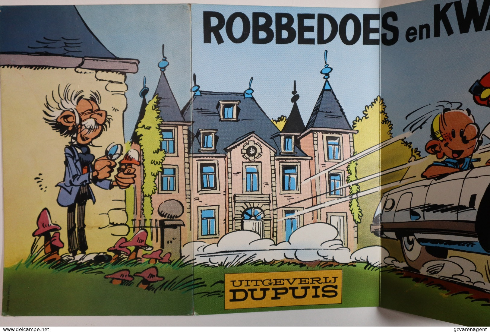 GROTE UITKLAPBARE RECLAME  ROBBEDOES EN KWABBERNOOT  ( HARDE KARTON )  92 X 29 CM      ZIE AFBEELDINGEN - Robbedoes En Kwabbernoot