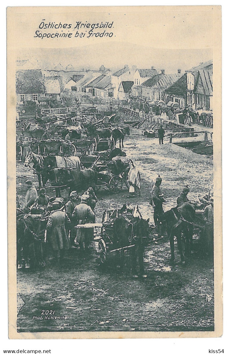 BL 31 - 13982 GRODNO, Belarus, Military Convoy - Old Postcard, CENSOR - Used - 1915 - Wit-Rusland