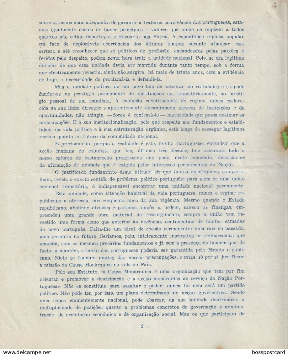 Lisboa - Circular Da Causa Monárquica - Monarquia Portuguesa - Portugal (danificada) - Unclassified