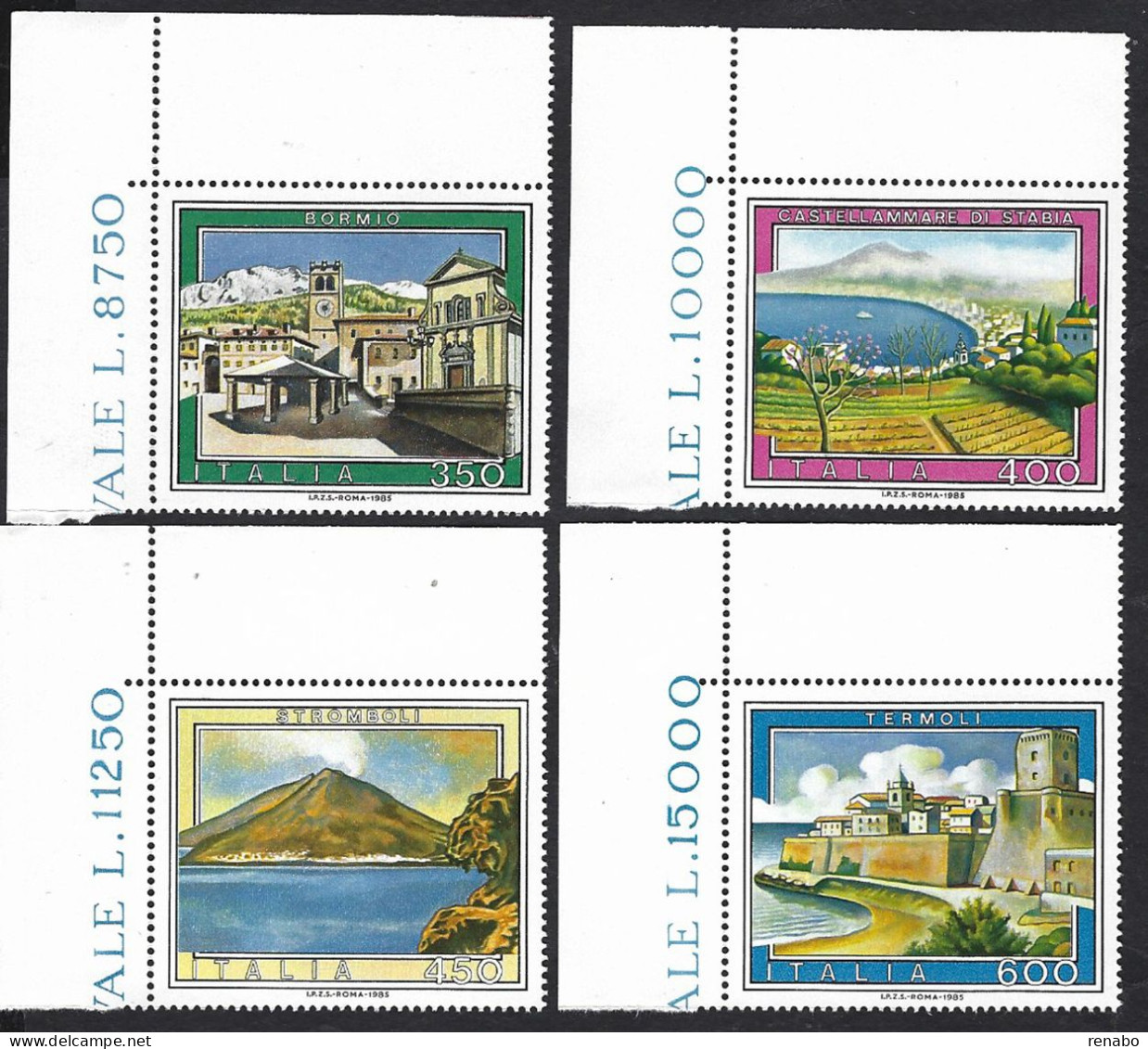 Italia 1985; Turistica, Serie Completa Di Angolo: Bormio, Castellamare, Stromboli, Termoli. - 1981-90: Mint/hinged