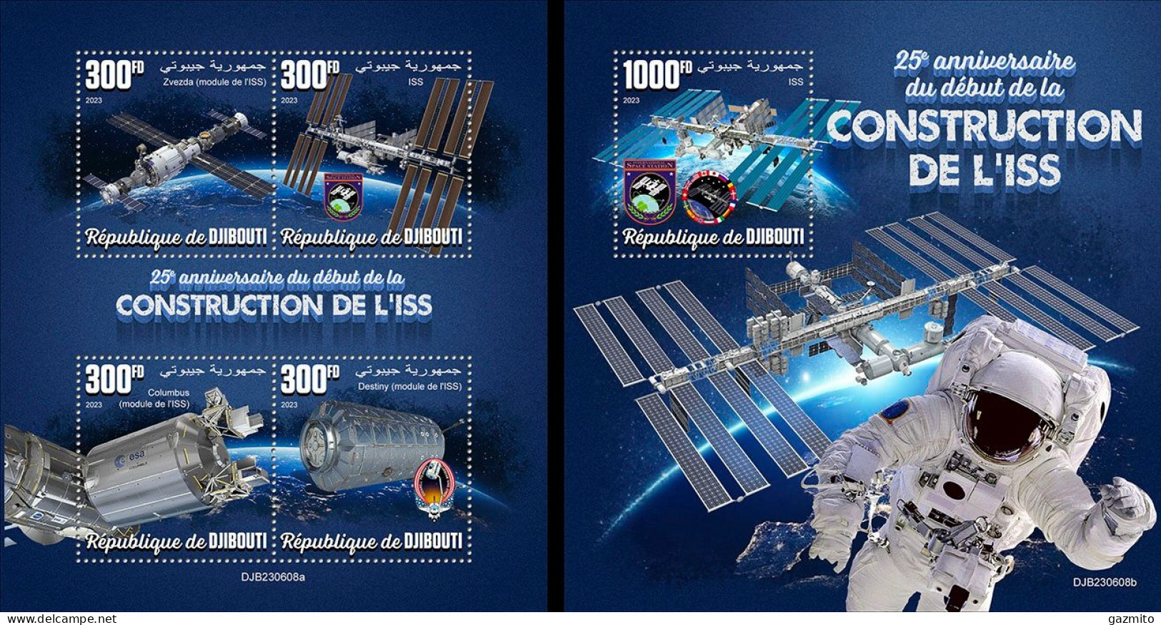 Djibouti 2023, Space, ISS, 4val In BF +BF - Djibouti (1977-...)