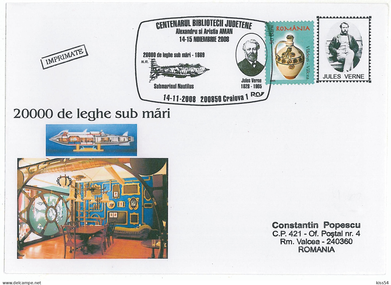 COV 03 - 356 Jules VERNE, 20000 Legs Under Sea, Romania - Cover - Used - 2008 - Schrijvers