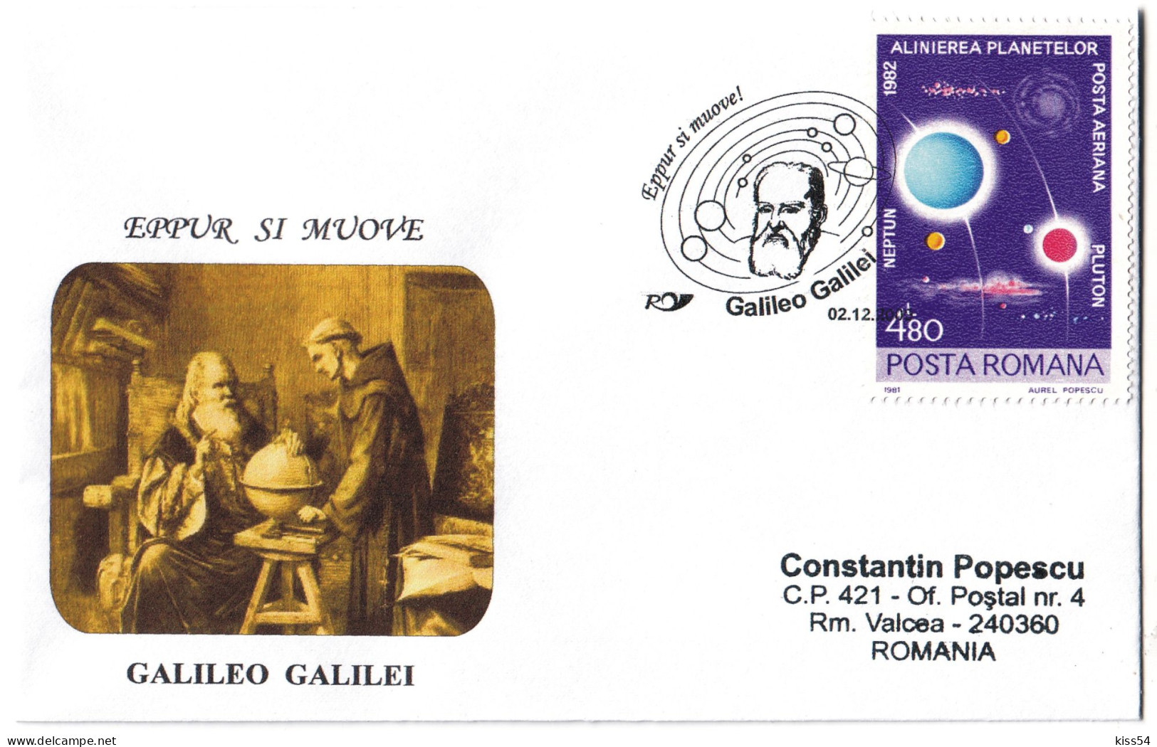 COV 03 - 892 Galileo GALILEI, Romania - Cover - Used - 2009 - Astrology