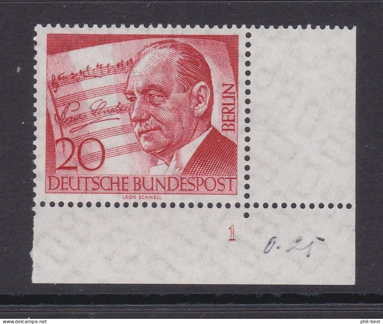 Berlin 156 FN, Ecke 4, Formnummer 1 Postfrisch #E640 - Unused Stamps